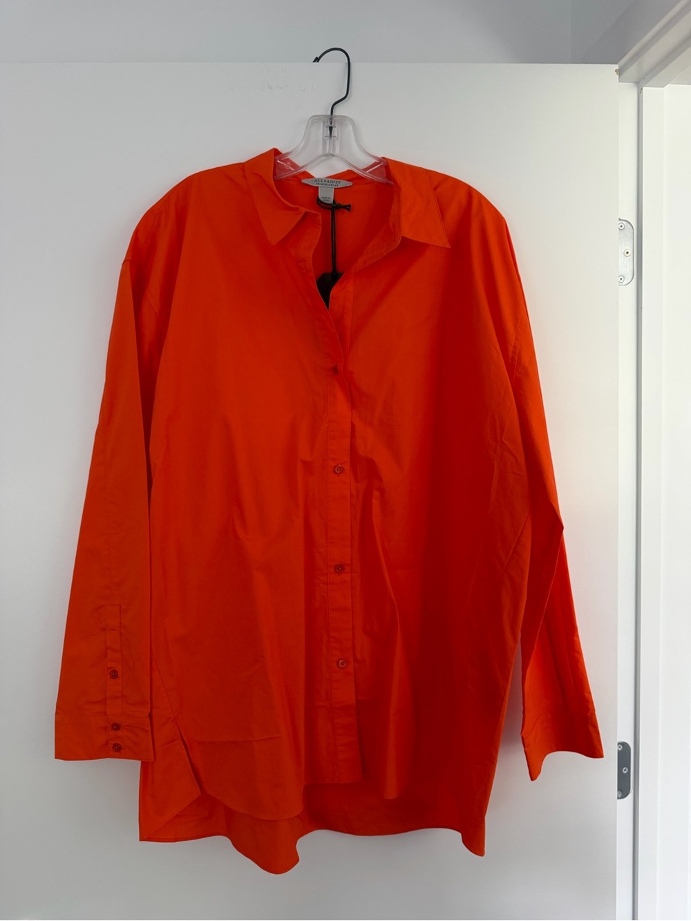 AllSaints Vibrant Orange Button-Down Shirt